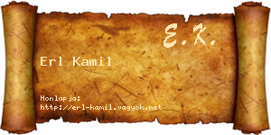 Erl Kamil névjegykártya